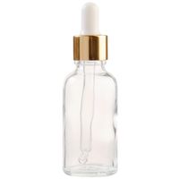 Essentially Natural Clear Glass Aromatherapy Bottle with Pipette - White & Gold Collar
